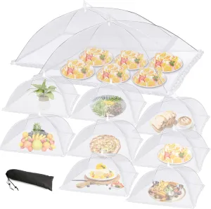 10 PACK Mesh Food Covers for Outside, Food Covers Outdoors Pop-up Food Tents 2 Extra Large (40"x24") & 8 Large (17"x17") for Picnic, Camping Supplies