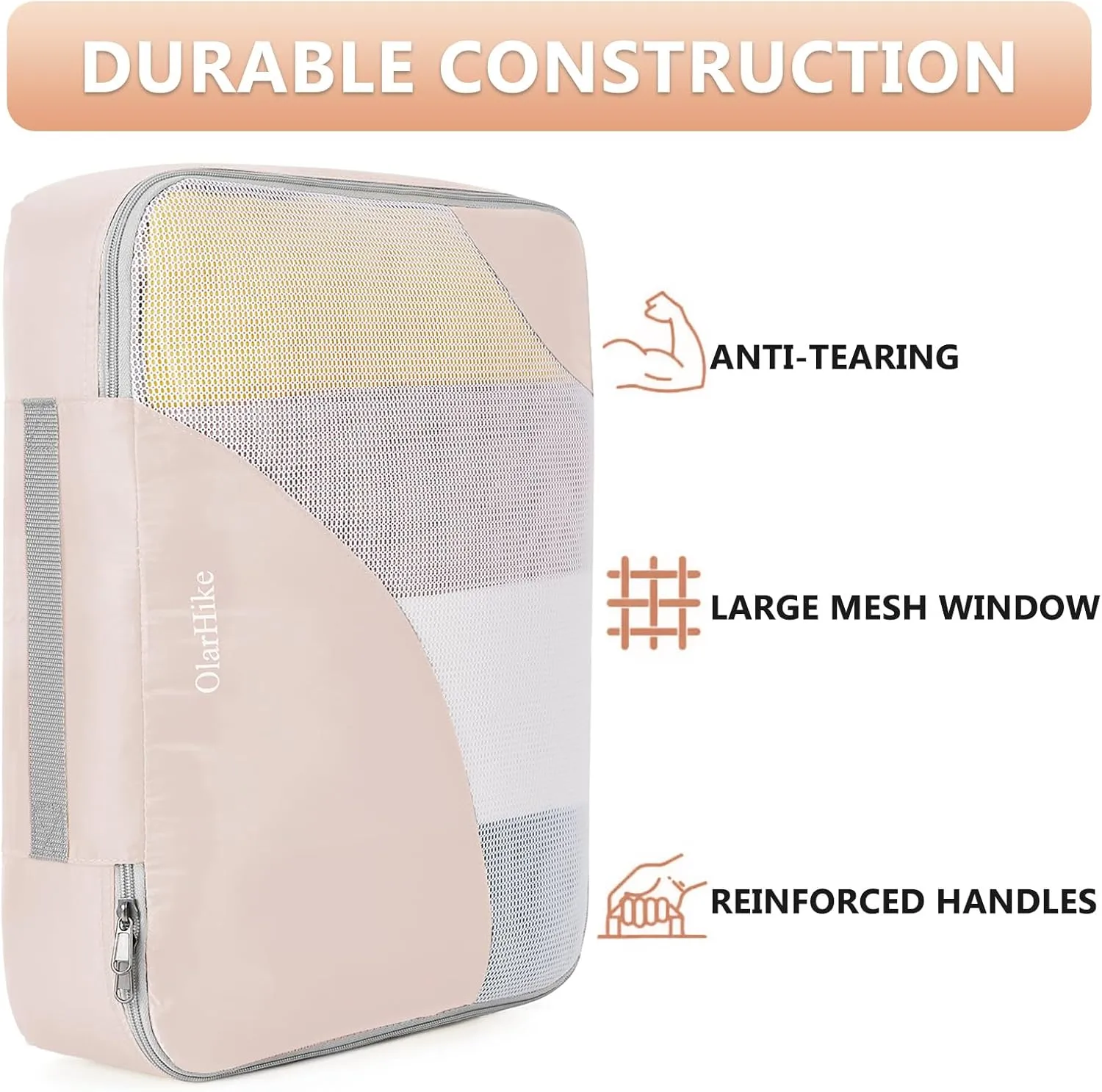 10 Set/8 Set Packing Cubes for Travel, Gifts for Women Mom,Anti-Tearing Suitcase Organizer for Luggage with Shoe & Hanging Toiletry Bag,OlarHike Vacation Essentials & Accessories for Cruise Ship,Cream
