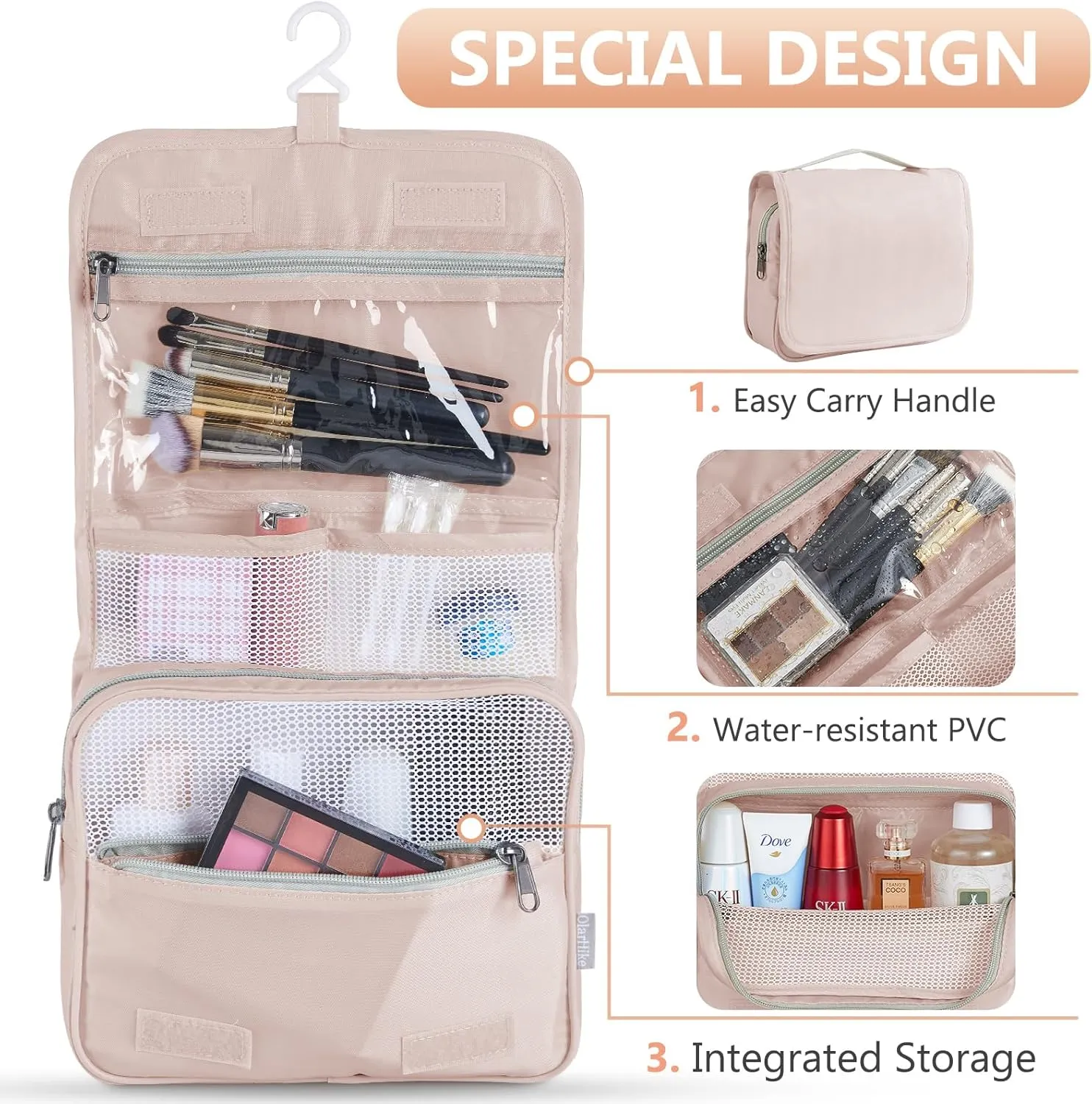 10 Set/8 Set Packing Cubes for Travel, Gifts for Women Mom,Anti-Tearing Suitcase Organizer for Luggage with Shoe & Hanging Toiletry Bag,OlarHike Vacation Essentials & Accessories for Cruise Ship,Cream