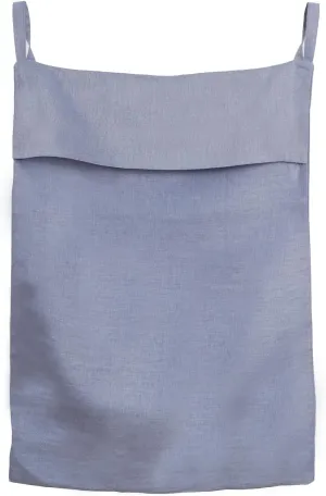 100% Pure Linen Hanging Laundry Bag with Bottom Zipper, Over The Door Laundry Hamper Space Saving Hampers for Dirty Clothes Home Travel, 19.7x27.5inches,Denim Blue