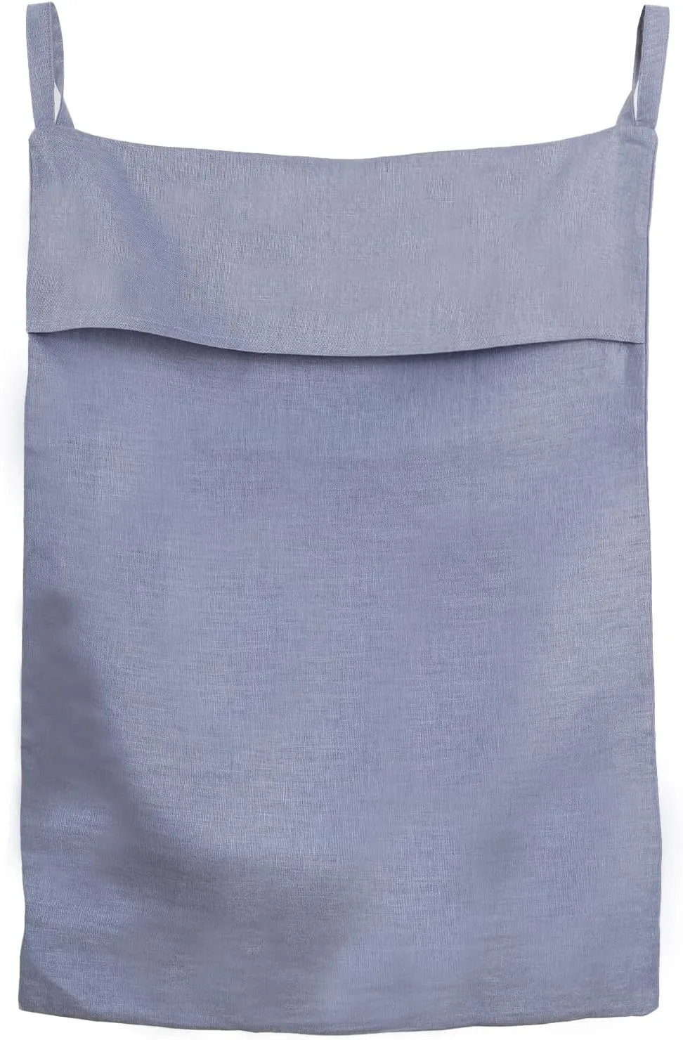 100% Pure Linen Hanging Laundry Bag with Bottom Zipper, Over The Door Laundry Hamper Space Saving Hampers for Dirty Clothes Home Travel, 19.7x27.5inches,Denim Blue
