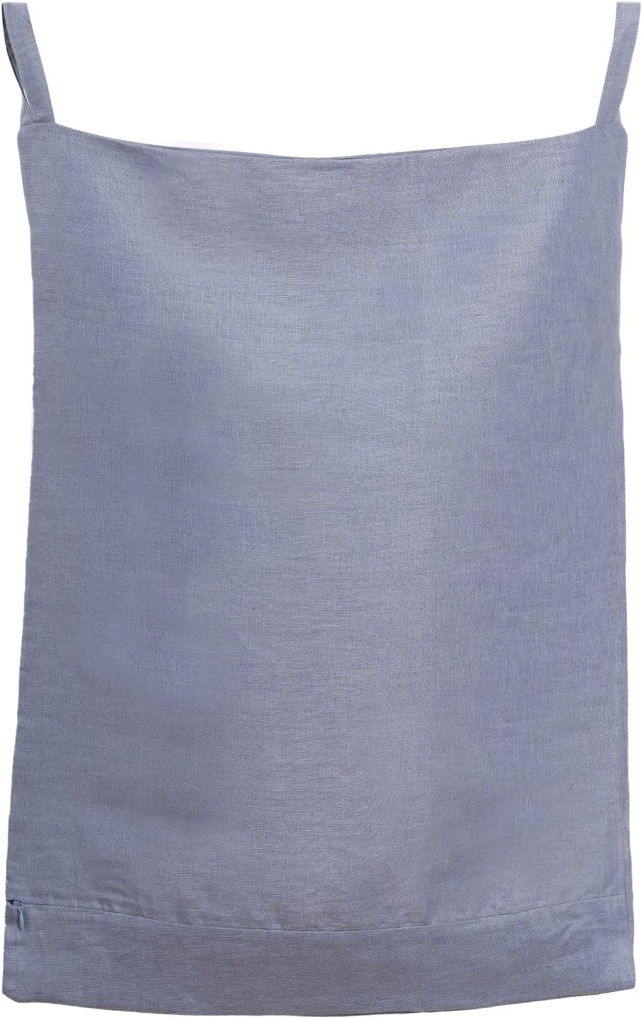 100% Pure Linen Hanging Laundry Bag with Bottom Zipper, Over The Door Laundry Hamper Space Saving Hampers for Dirty Clothes Home Travel, 19.7x27.5inches,Denim Blue