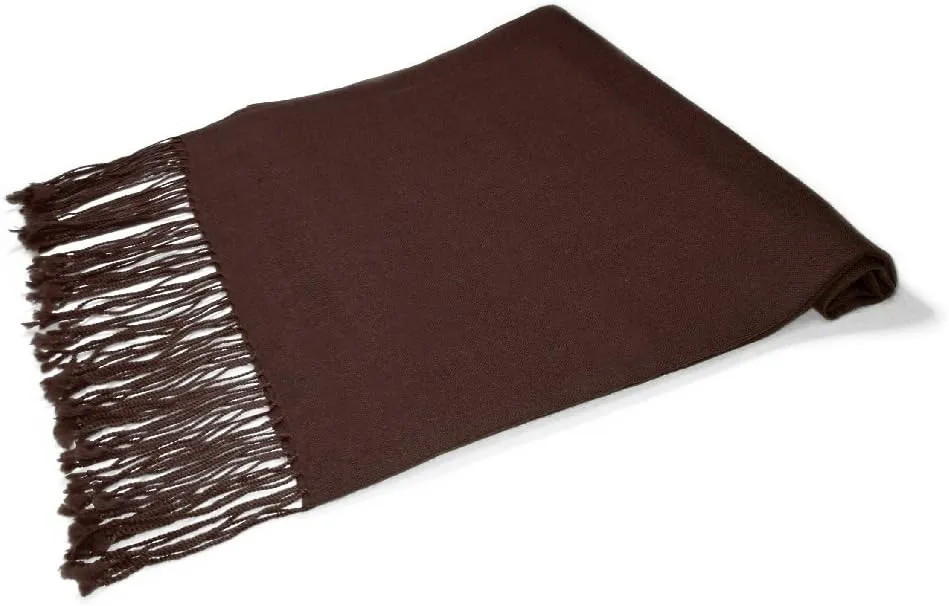 100% Wool Pashmina Solid Scarf Chocolate Brown Color Womens Shawl Wrap