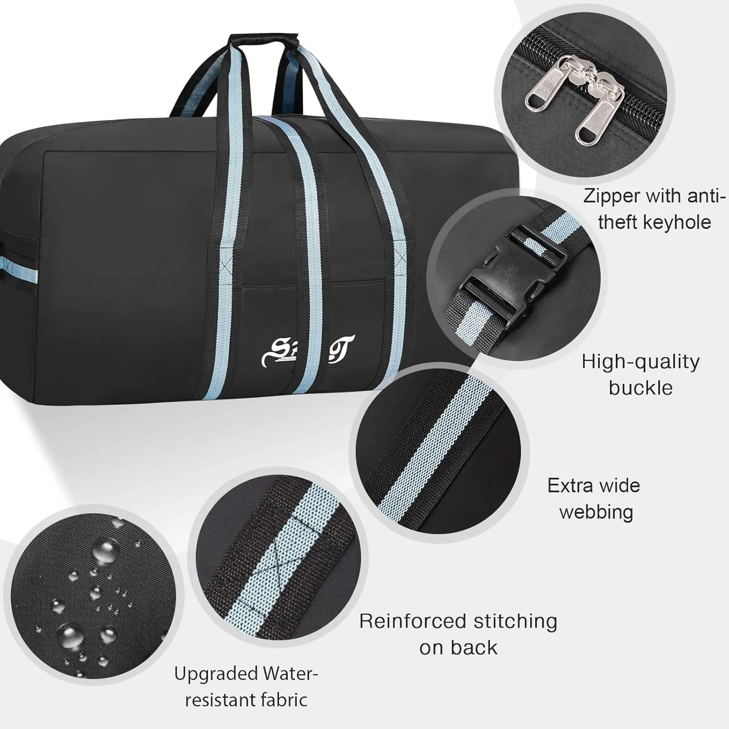 120L Extra Large Duffle Bag for Airline and Travel |Luggage Duffel Bag for Men Women | Oversized Camping Storage | Foldable Big Weekend Overnight, Moving, Checked Carry On Bag (Black)