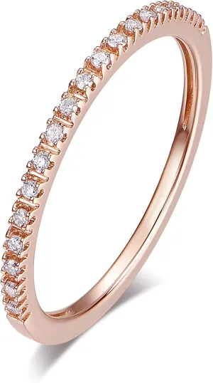 14K Gold Moissanite Rings for Women Moissanite Wedding Band 1.5mm 14K Solid Gold Eternity Wedding Band Wedding Rings for Women
