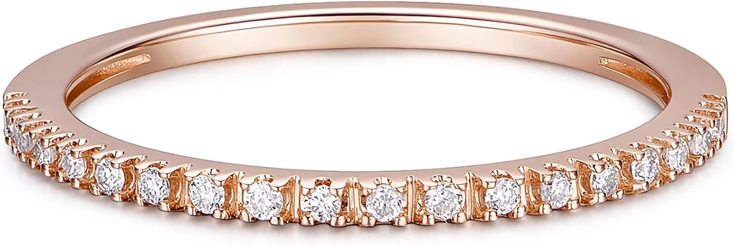 14K Gold Moissanite Rings for Women Moissanite Wedding Band 1.5mm 14K Solid Gold Eternity Wedding Band Wedding Rings for Women