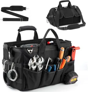 15 Inch Heavy Duty Tool Bag, Portable Tool Box Organizer Storage with Adjustable Shoulder Strap, Tactical Carry Tote Toolbox with Large Zipper