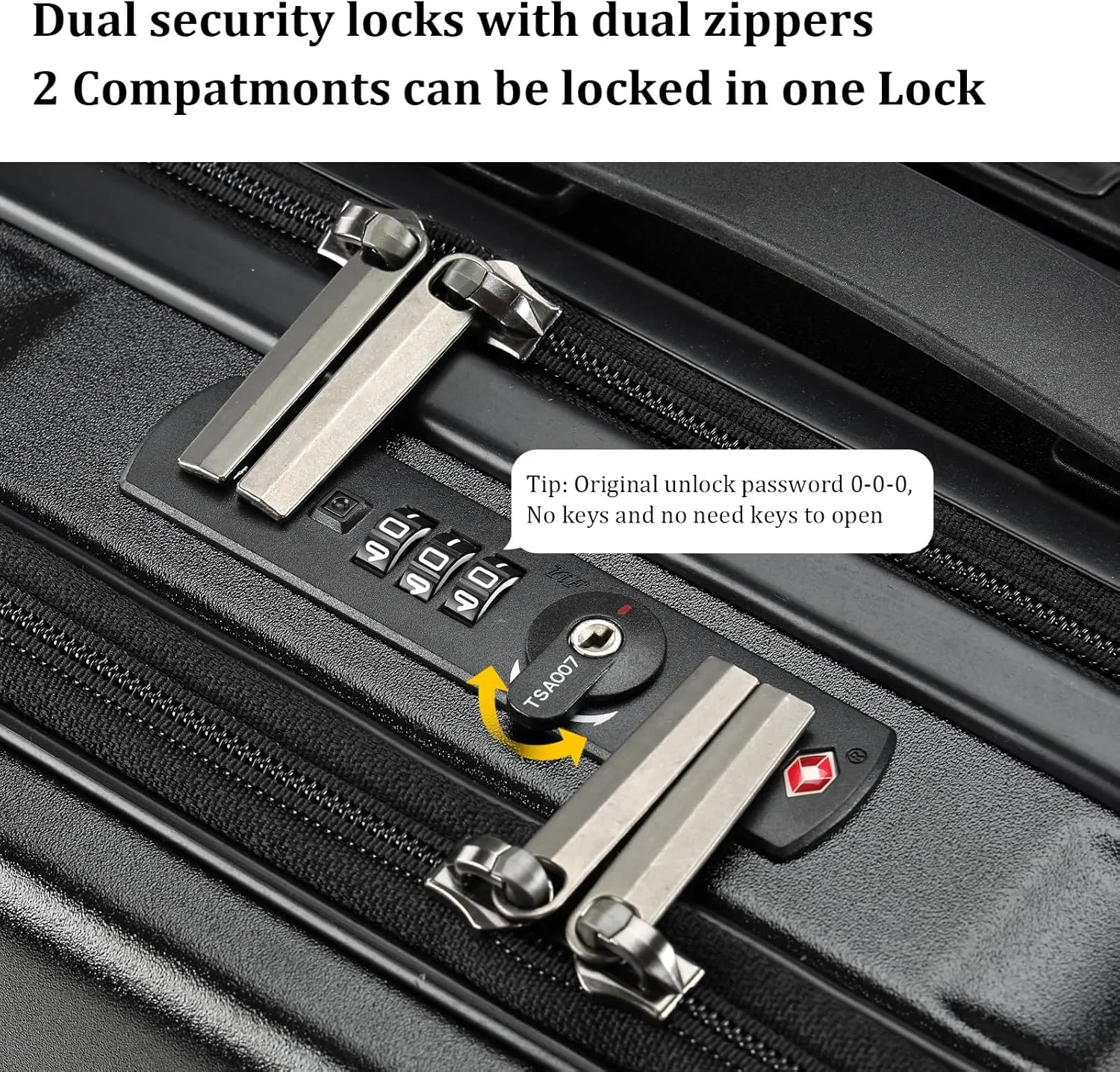 16 Inch Carry On Luggage with 2 Compartments for 14” & 15” Laptop, 16.14*8*17.12” Rolling Briefcase, Lightweight Hardshell ABS PC Suitcase with Spinner Silent Wheels, for Business Trip, Black