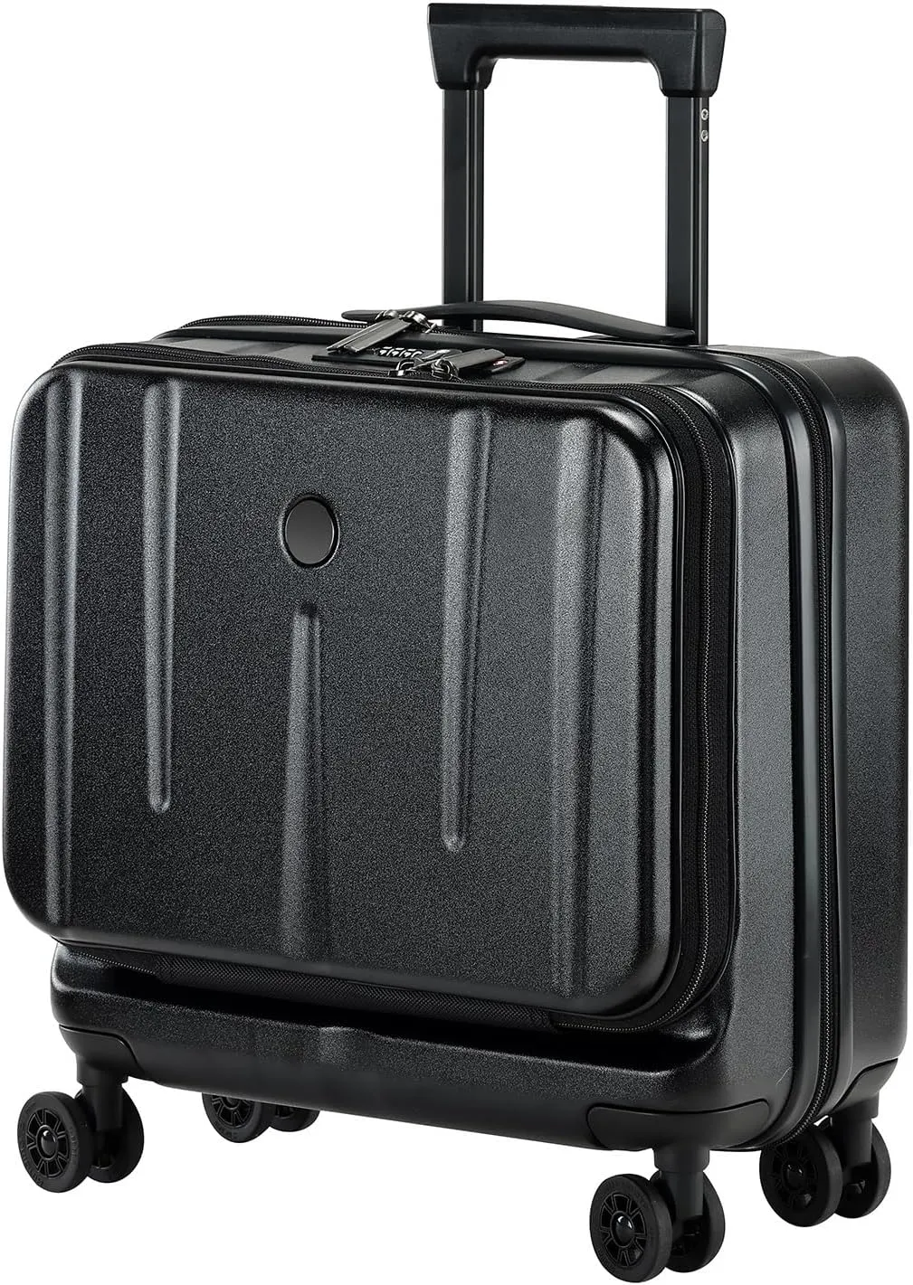 16 Inch Carry On Luggage with 2 Compartments for 14” & 15” Laptop, 16.14*8*17.12” Rolling Briefcase, Lightweight Hardshell ABS PC Suitcase with Spinner Silent Wheels, for Business Trip, Black