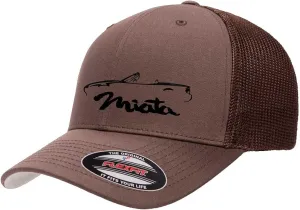 1989-99 Miata Sports Car Classic Outline Design Flexfit 6511 Trucker Mesh Fitted Cap