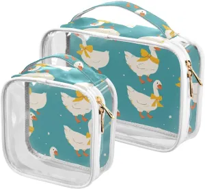 2 Pack clear Simple Cute Goose Cartoon men toiletry bag TSA approved water-resistant bag travel cosmetic Airport Airline Compliant