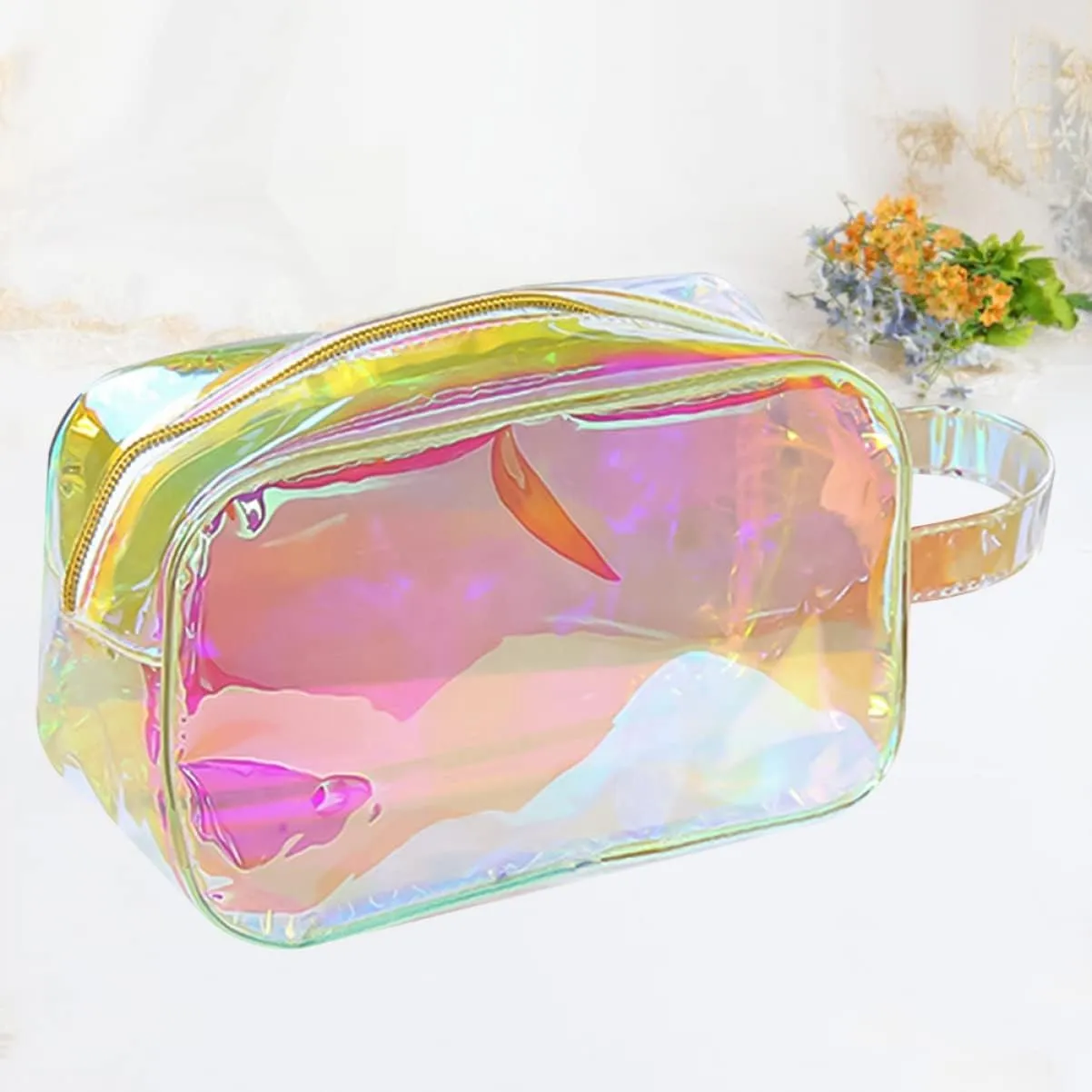 2 Pcs Cosmetic Travel Bag 8 Compartments Makeup Organizer Tpu Material Lightweight Sturdy for Home Travel