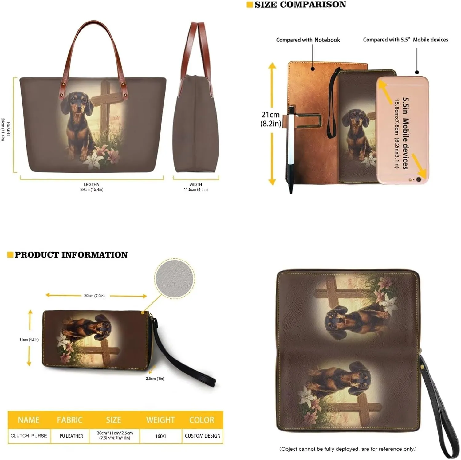 2 Pcs Purse and Wallet Set for Women Zipper Large Tote Bag Top Handle Purse with Leather Clutch