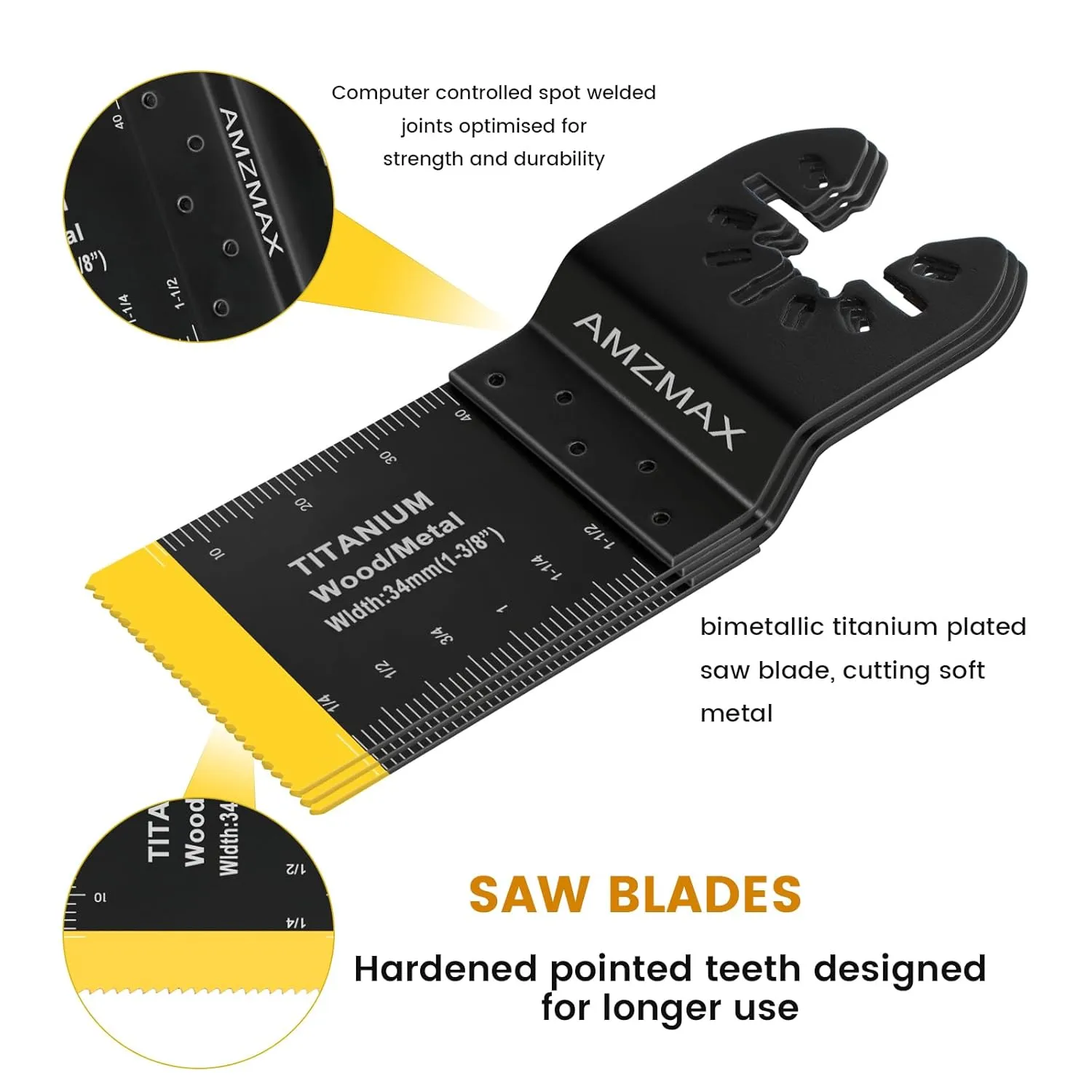 20PCS Titanium Oscillating Tool Blades,Universal Multitool Blades for Metal Wood Cutting,Quick Release Multitool Blades Kits Fit Dewalt Ryobi Rockwell Fein Milwaukee