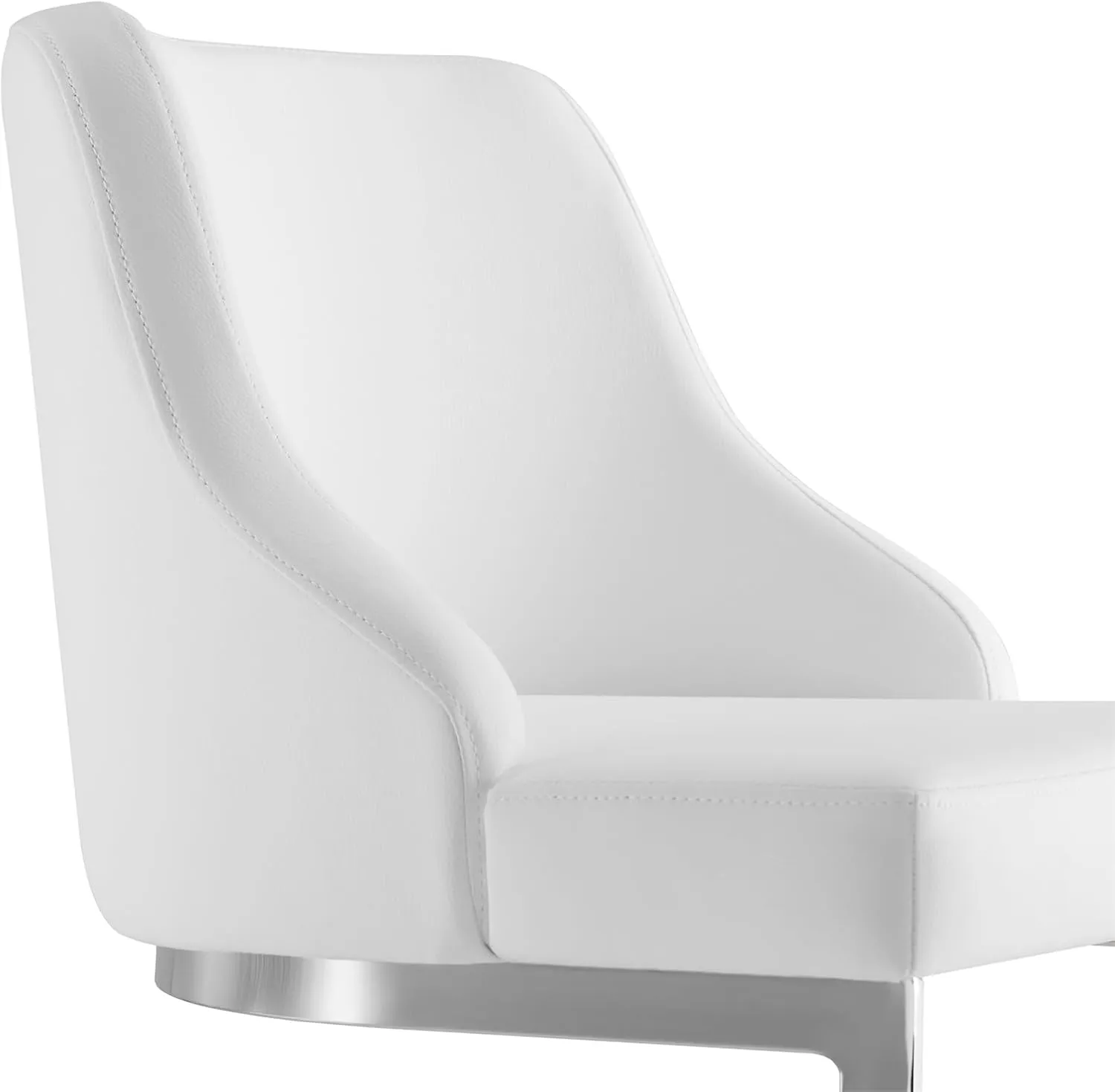 26-Inch Bar Stools, Counter Height Bar Stools with Back, Modern Counter Stools with Steel U-Shaped Base, Upholstered PU Leather Barstool for Kitchen Counter Island, White