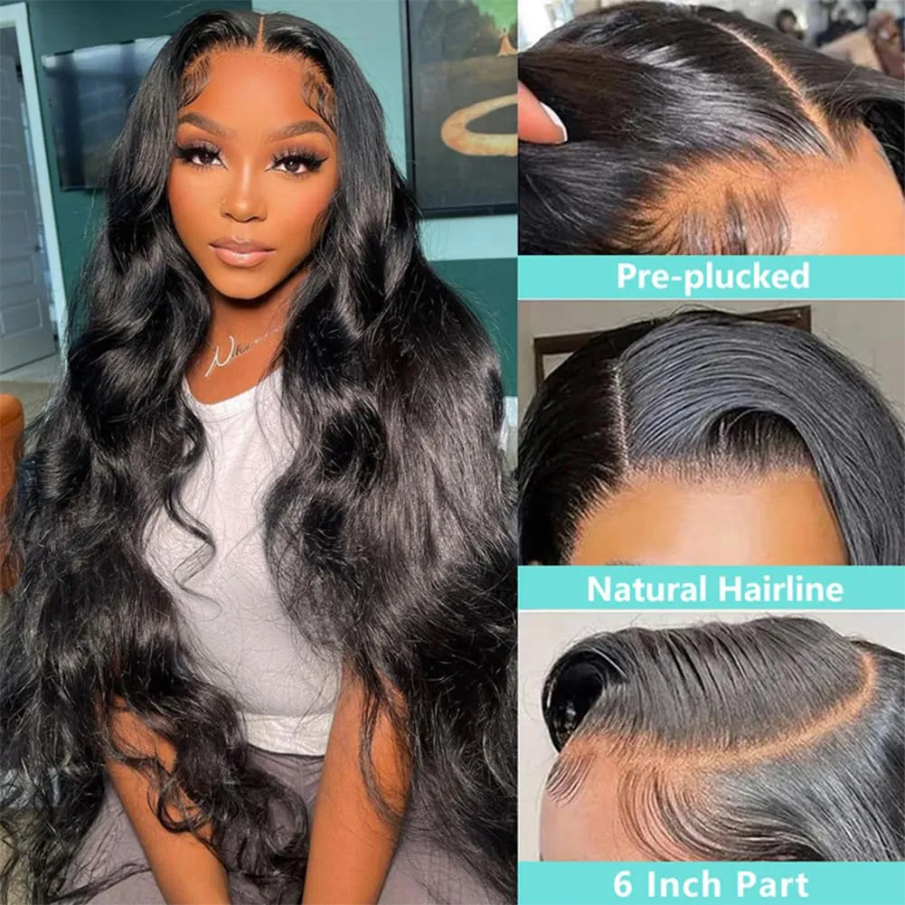 28 Inch 13x6 Lace Front Wigs Human Hair Body Wave Wig 200% Density 13x6 HD Lace Frontal Wigs Human Hair Glueless Wigs Human Hair for Women Brazilian Virgin Human Hair Wig Natural Color