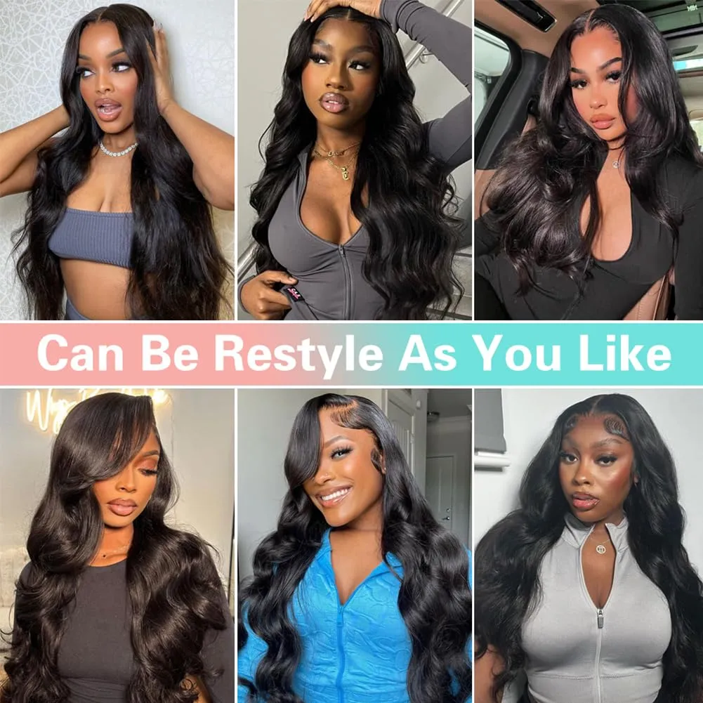 28 Inch 13x6 Lace Front Wigs Human Hair Body Wave Wig 200% Density 13x6 HD Lace Frontal Wigs Human Hair Glueless Wigs Human Hair for Women Brazilian Virgin Human Hair Wig Natural Color