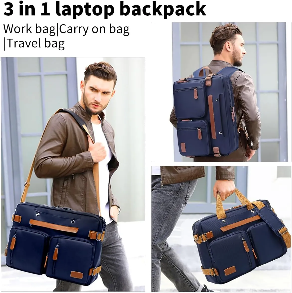 3 in 1 Computer Bag for Men, 17.3 Inch Laptop Backpack, Work Bag for Men, Laptop Bag.Blue