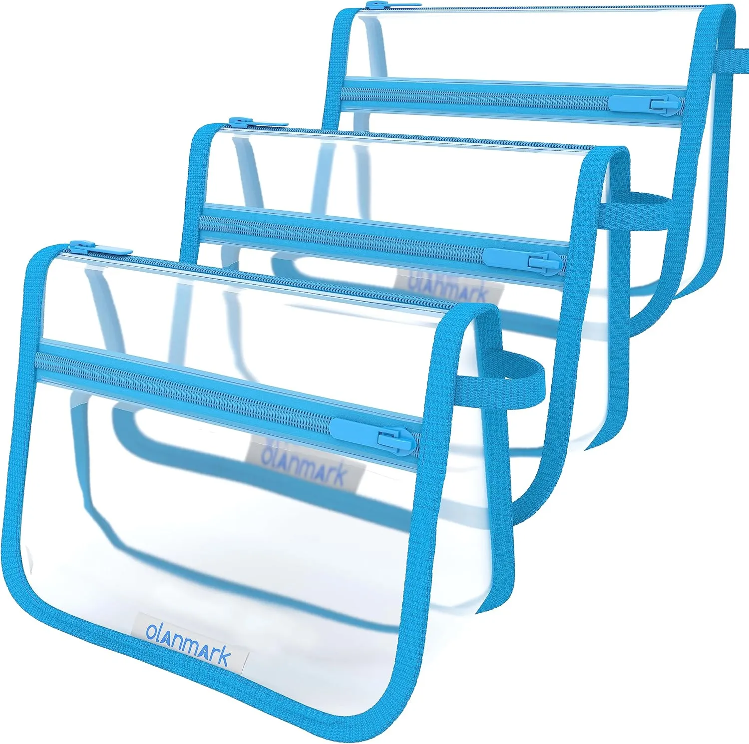 3 Pack TSA Approved Toiletry Bag - Quart Size Travel Bag for Toiletries - Reusable Clear Bag for Liquids - 311 Compliant Airplane Bag Blue