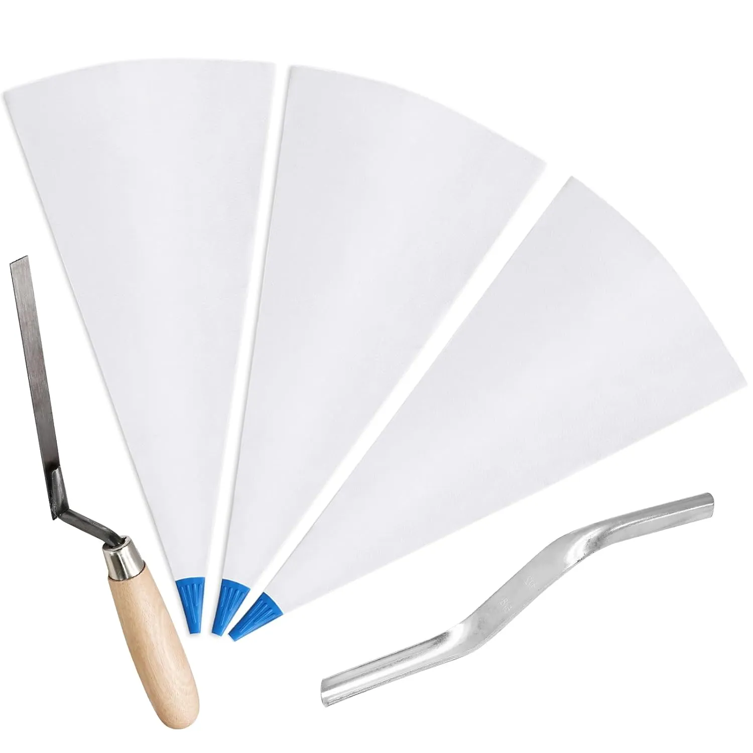 3 Pcs Tile Grout Masonry Mortar Bag with Brick Jointer and Tuck Pointers, 13 x 24 Inch Heavy Duty Tear Puncture Resistant Cement Bag, Caulking Bag for Masonry Tile Installation (Blue Tip)