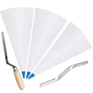 3 Pcs Tile Grout Masonry Mortar Bag with Brick Jointer and Tuck Pointers, 13 x 24 Inch Heavy Duty Tear Puncture Resistant Cement Bag, Caulking Bag for Masonry Tile Installation (Blue Tip)