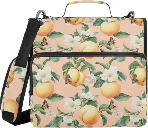 3 Rings 1.5 inch Zipper Binder Organizer with Handle and Removable Shoulder Strap Includes Zip Pocket Portable Home Travel Safe Storage Bag for Middle School Beauty Quince Fruit