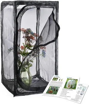 30" Heavy Duty Monarch Butterfly Habitat, Outdoor Collapsible Insect Mesh Cage Terrarium Pop-up with Zipper Protection