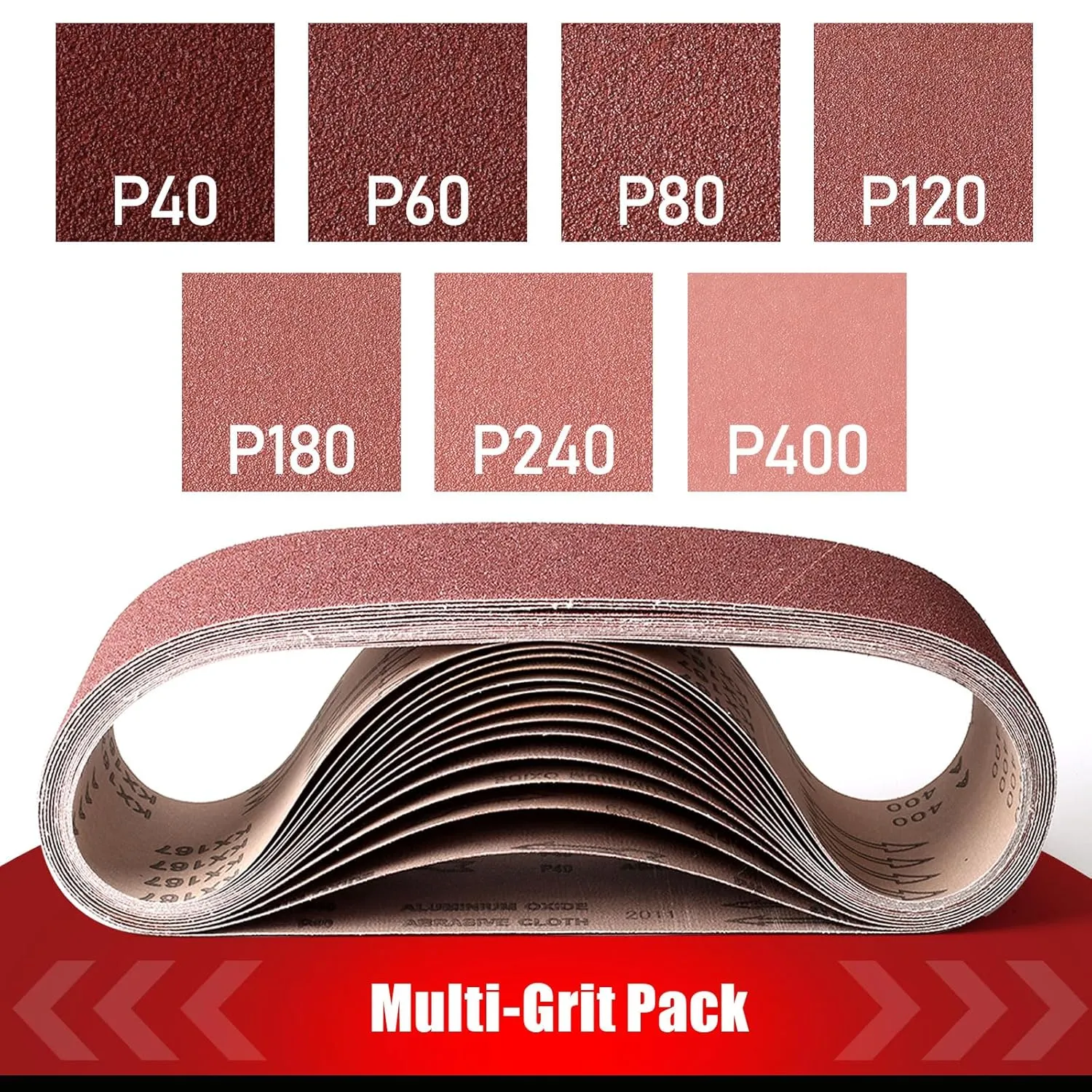 3×18 Inch Belt Sander Sanding Belt, 21 Pack Belt Sander Paper 40/60/80/120/180/240/400 Grits Assortment Aluminum Oxide Sanding Belts for Belt Sander Knife Sharpening Wood Metal Polishing