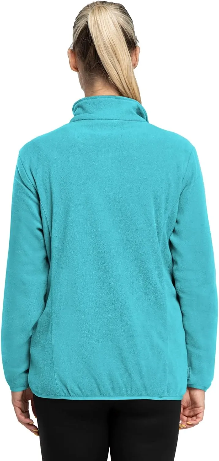 33,000ft Women's Lightweight Long Sleeve Fleece Pullover Jacket, Quarter Zip Top Warm Polar Sweatshirt with Zipper Pockets