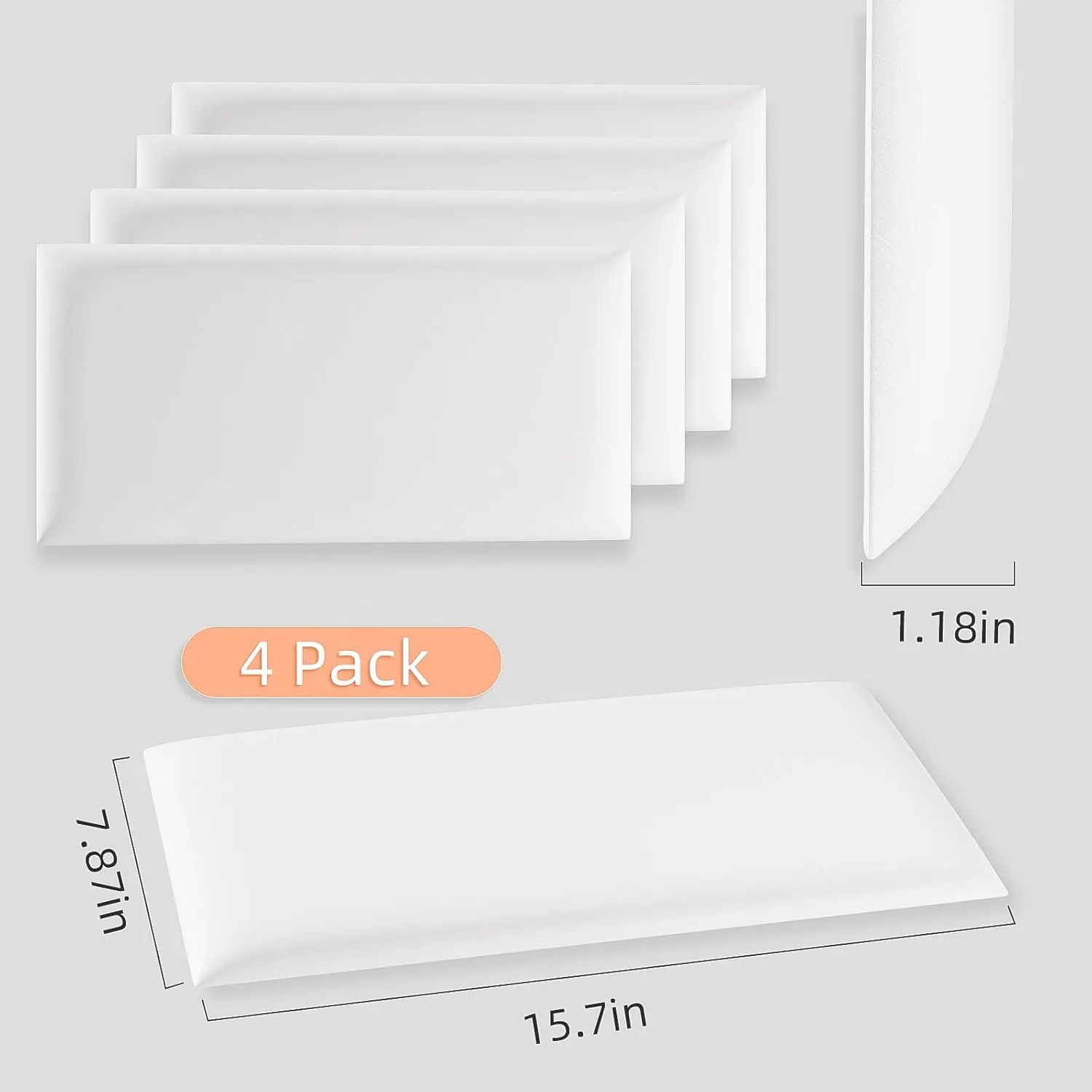 3D Anti-Collision Wall Padding for Kids, White Peel and Stick Headboard Pack of 4 Panels Sized 7.8" x 15.7", Self-Adhesive Panels for Bedroom/Living Room Upholstered Wall