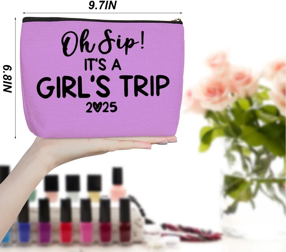 3Pcs Girl Trip 2025 Makeup Bag Funny Girls Trip Gifts Favors Girls Weekend Gifts Weekender Bag Summer Vacation Birthday Graduation Cosmetic Bag Travel Toiletry Bags Friendship Gifts for Women Bestie