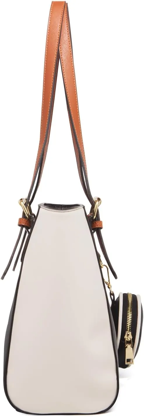 3pcs Women Stitching Tote Shoulder Handbag and Purse PU Cylindrical Crossbody Bag Coin Wallet
