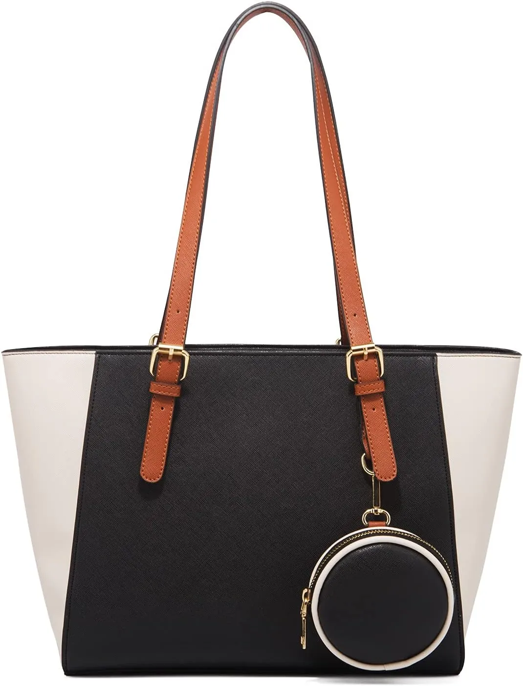 3pcs Women Stitching Tote Shoulder Handbag and Purse PU Cylindrical Crossbody Bag Coin Wallet
