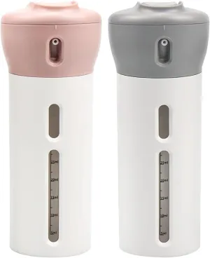 4 in 1 Travel Dispenser, 2 Pack Travel Shampoo and Conditioner Dispenser, Refillable Travel Bottles for Toiletries, Muti Pump Bottle Toiletry Bottles for Traveling