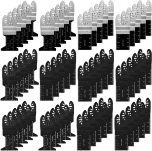 60Pcs Oscillating Tool Blades, Universal Metal Wood Plastic Multitool Blades Quick Release Saw Blades Compatible with Fein Multimaster, Milwaukee, Makita, Bosch, Dewalt, Ryobi, Craftsman