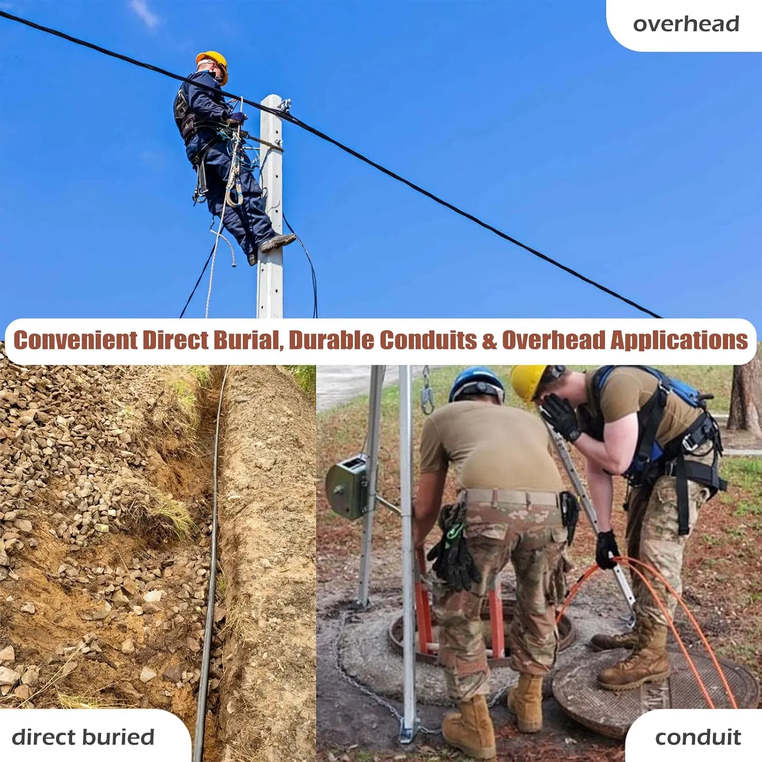 656ft/200m OD-5mm Industrial TPU OS2 LC to LC Outdoor Armored Fiber Optic Cable, Duplex Single Mode Fiber Patch Cable, 9/125um Uniboot LC Fiber with Pulling Eye Kit Installed on one end