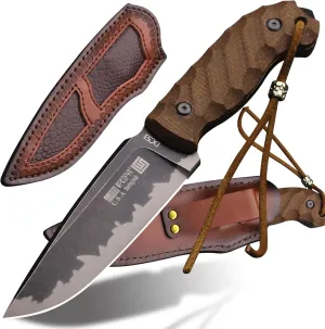 6mm thick DC53 steel linen handle full Tang outdoor hunting scabbard, jungle camping survival knife, EDC multi-purpose tool knife