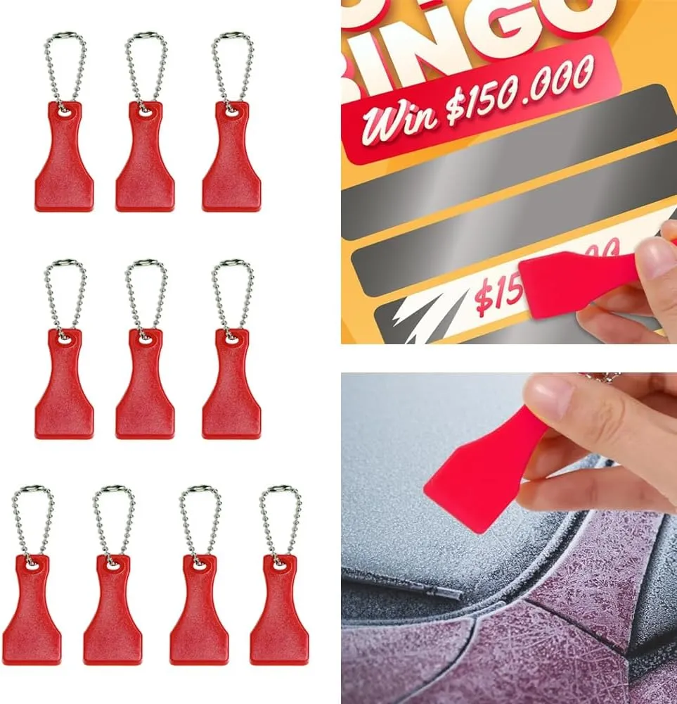 70 Pack Plastic Keychain Lotto Scratcher Small Lottery Ticket Scratcher Tools Label Sticker Remover Tool Scraper for Lottery Ticket Portable (7 Mix Colors)