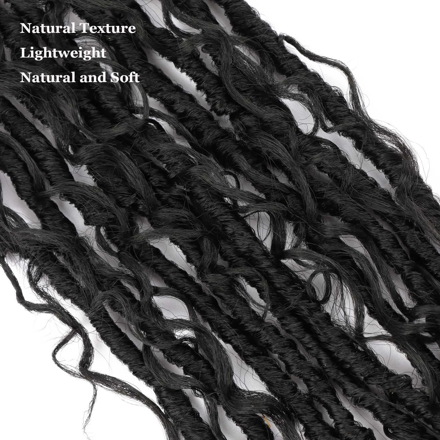 8 Packs Goddess Locs Crochet Hair Boho Braids 24 Inch Faux Locs Crochet Hair with Curly Distressed Soft Locs Crochet Braids for Black Women (1B, 24 Inch(Pack of 8))