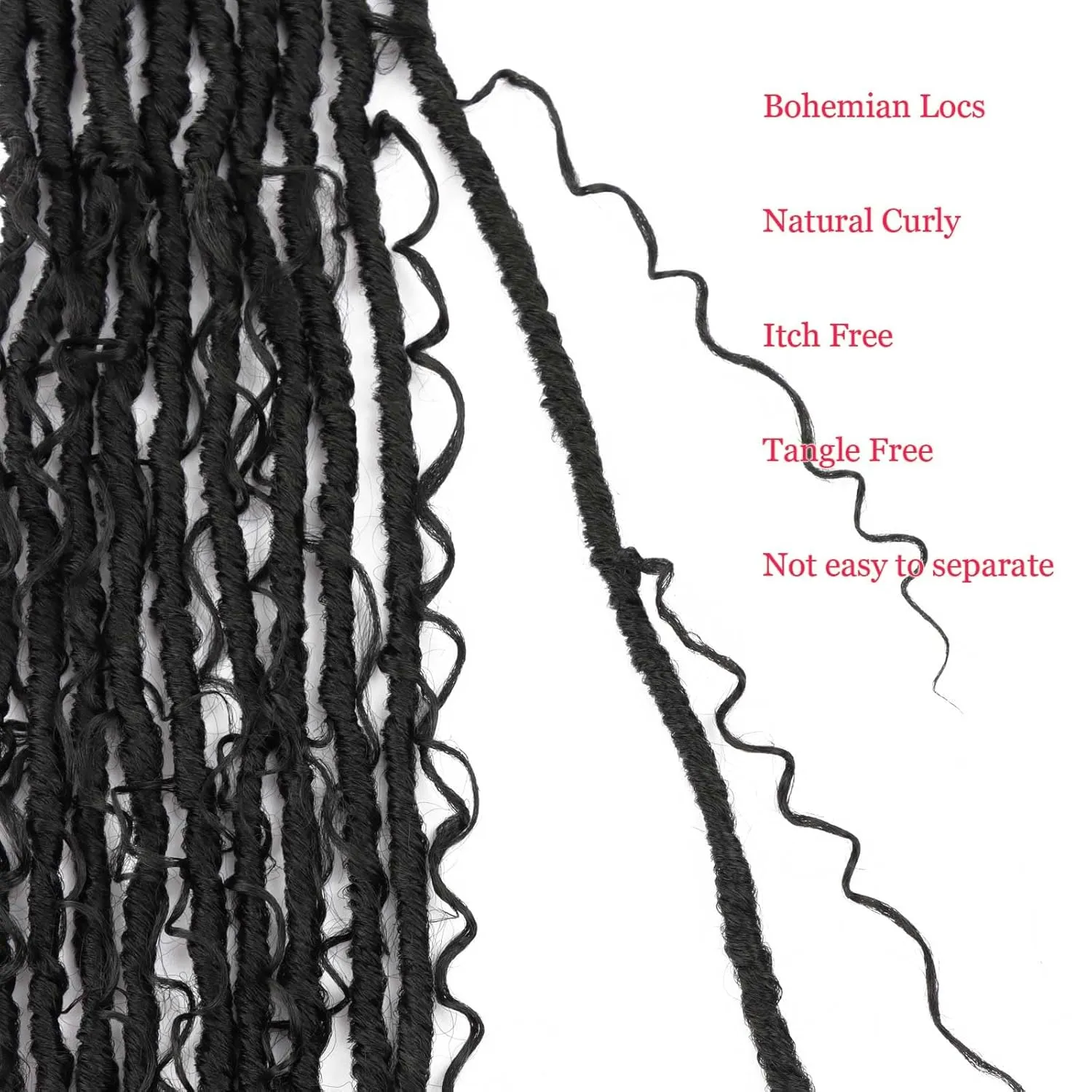 8 Packs Goddess Locs Crochet Hair Boho Braids 24 Inch Faux Locs Crochet Hair with Curly Distressed Soft Locs Crochet Braids for Black Women (1B, 24 Inch(Pack of 8))