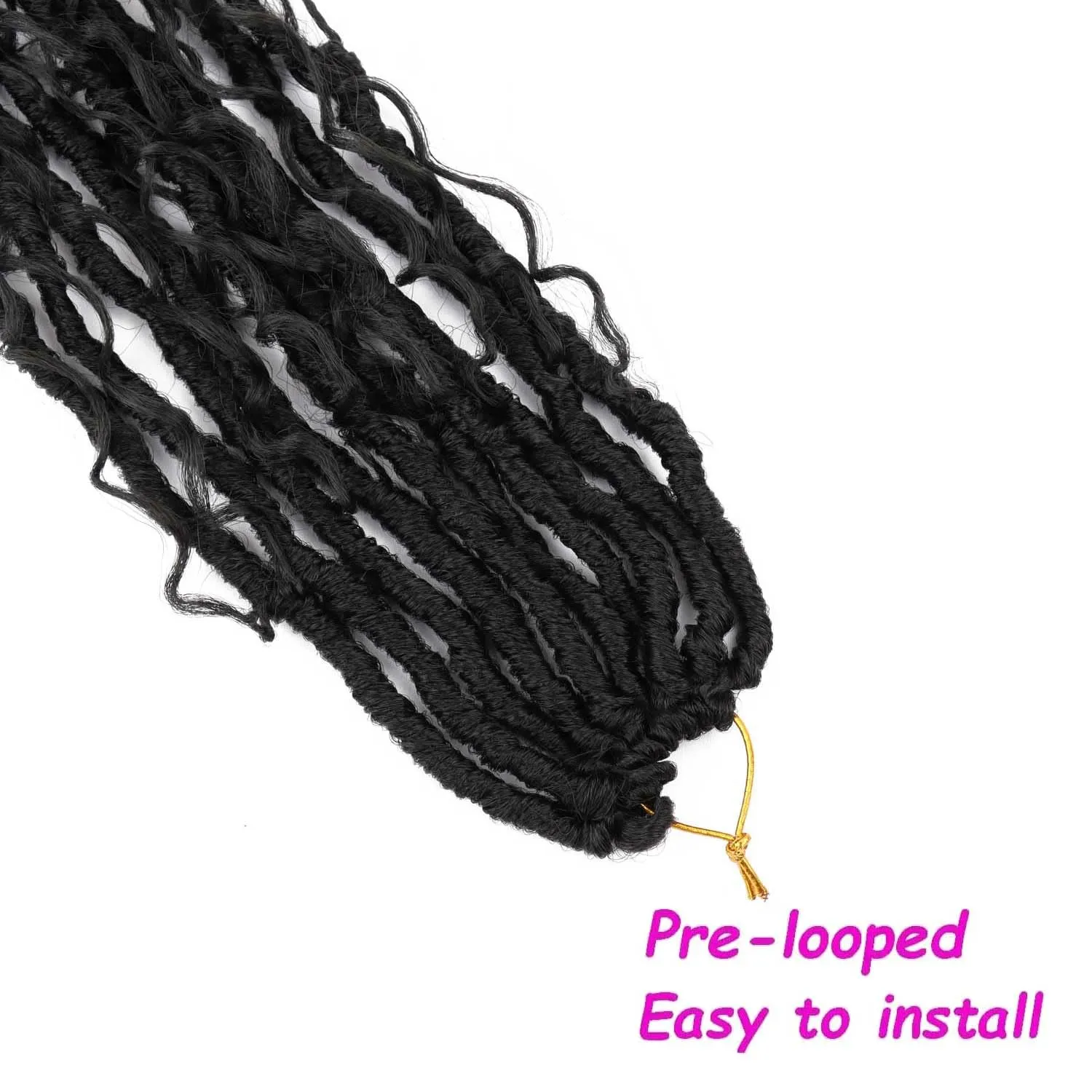 8 Packs Goddess Locs Crochet Hair Boho Braids 24 Inch Faux Locs Crochet Hair with Curly Distressed Soft Locs Crochet Braids for Black Women (1B, 24 Inch(Pack of 8))