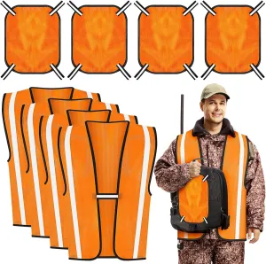 8 Pcs Blaze Orange Mesh Hunting Vest and Panel Set High Visibility Mesh Panel Orange Hunting Vest for Men Women Hiking Backpack Camping Tents Blinds