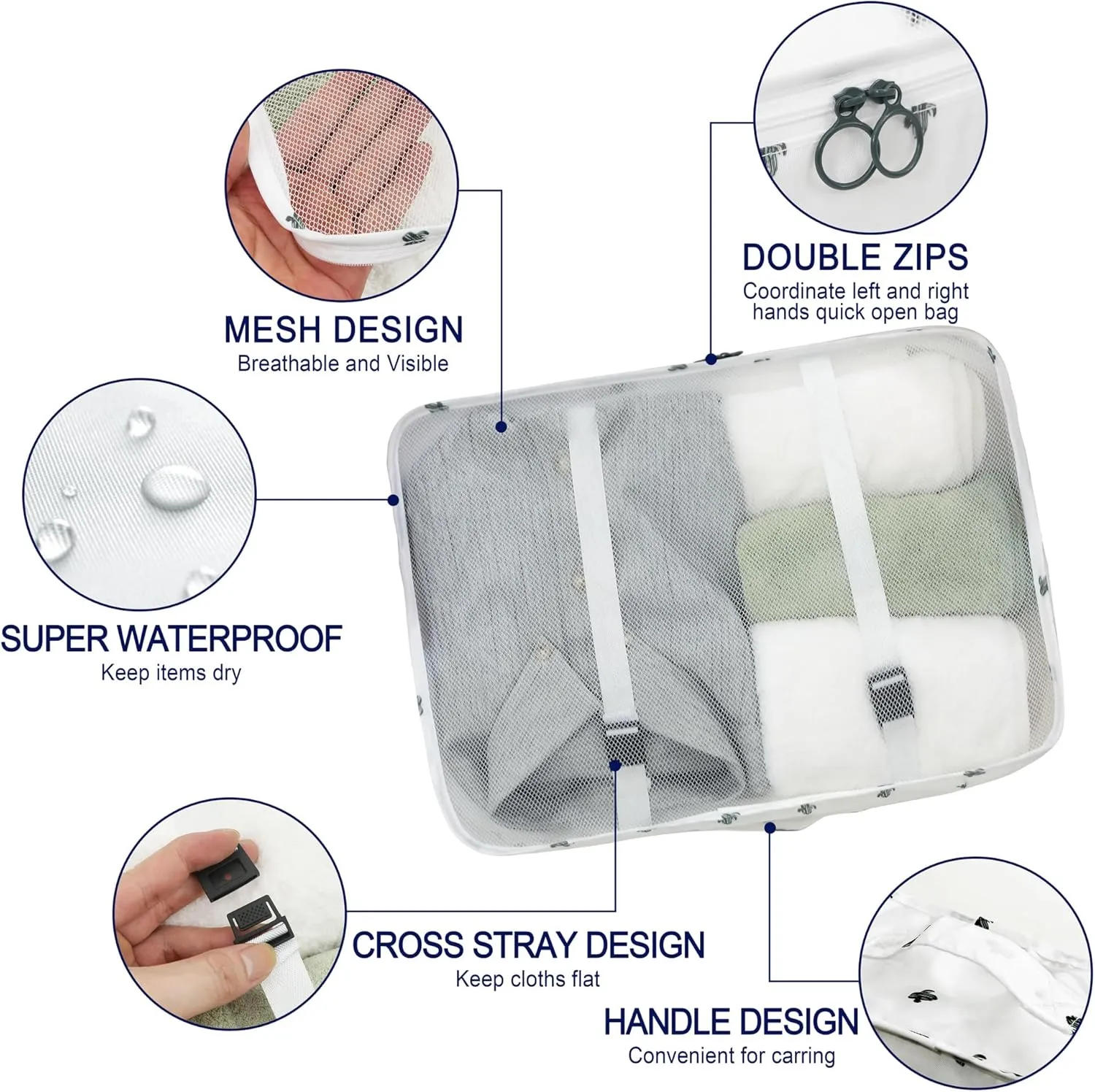 8 Set Packing Cubes for Suitcases - Travel Luggage Packing Organizers with Shoe Bag, Toiletry Bag, Laundry Bag (Cactus)