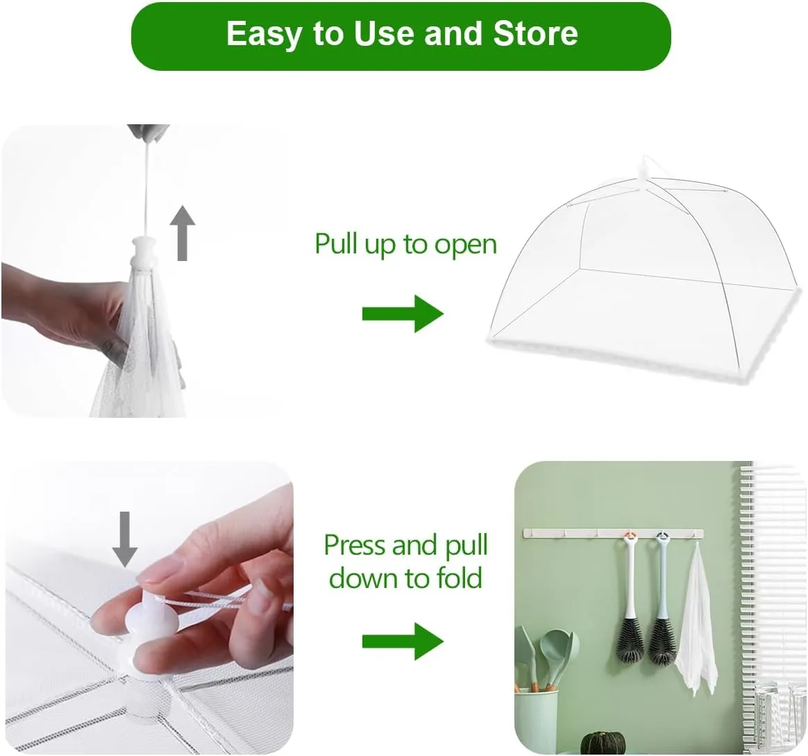 (8Pack) Pop-up Picnic Food Tent Covers, 17x17Inch Foldable Mesh Screen Food Covers for Outdoors, Reusable Food Cover Net Keep Out Flies, Mosquitoes…