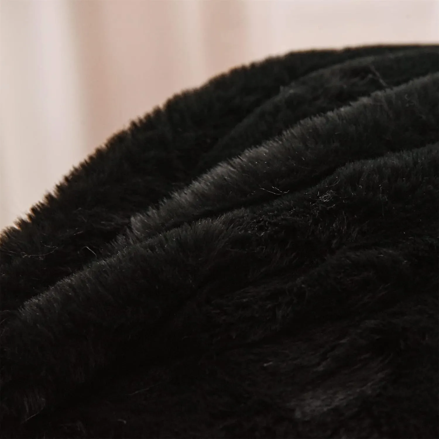 A Nice Night Faux Fur Reading Pillow Bed Wedge Large Adult Children Backrest with Arms Back Support for Sitting Up in Bed/Couch for Bedrest,Black,Large