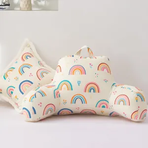 A Nice Night Kids Back Reading Pillow for Reading and Watching TV Bed Pillow, Cartoon Love Hearts Flowers and Grass Printed，with Matching Cushion Cover
