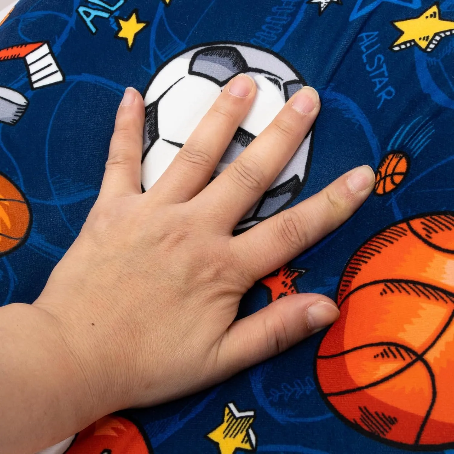A Nice Night Kids Back Reading Pillow for Reading and Watching TV Bed to Lounge, Basketball Football Baseball Sports Party Printed，with Matching Cushion Cover