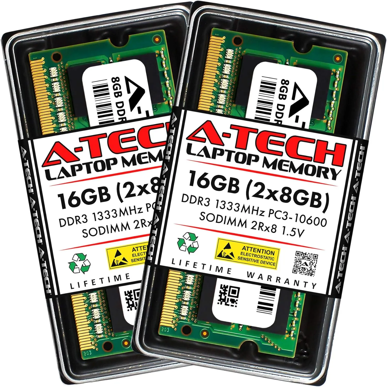 A-Tech 16GB Kit (2x8GB) Memory RAM for HP/Compaq Elitebook 8470P - DDR3 1333MHz PC3-10600 Non ECC SO-DIMM 2Rx8 1.5V - Laptop & Notebook