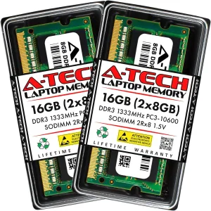 A-Tech 16GB Kit (2x8GB) Memory RAM for HP/Compaq Elitebook 8570P - DDR3 1333MHz PC3-10600 Non ECC SO-DIMM 2Rx8 1.5V - Laptop & Notebook