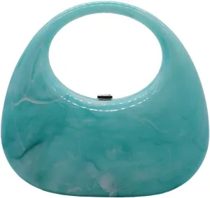 Acrylic Evening Clutch Purse Top-handle Moon Hobo Bag, Elegant Marble Handbag for Wedding Cocktail Party